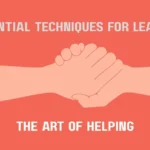 Illustration of two hands clasped in support, with the text "7 Essential Techniques for Learning – The Art of Helping" on a red background.